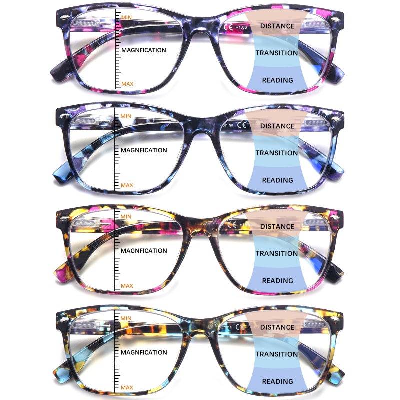 CLASAGA Progressive Multifocus Reading Glasses for Women Pattern Print Blue Light Block Stylish Ladies Computer Readers pattern design 15 x